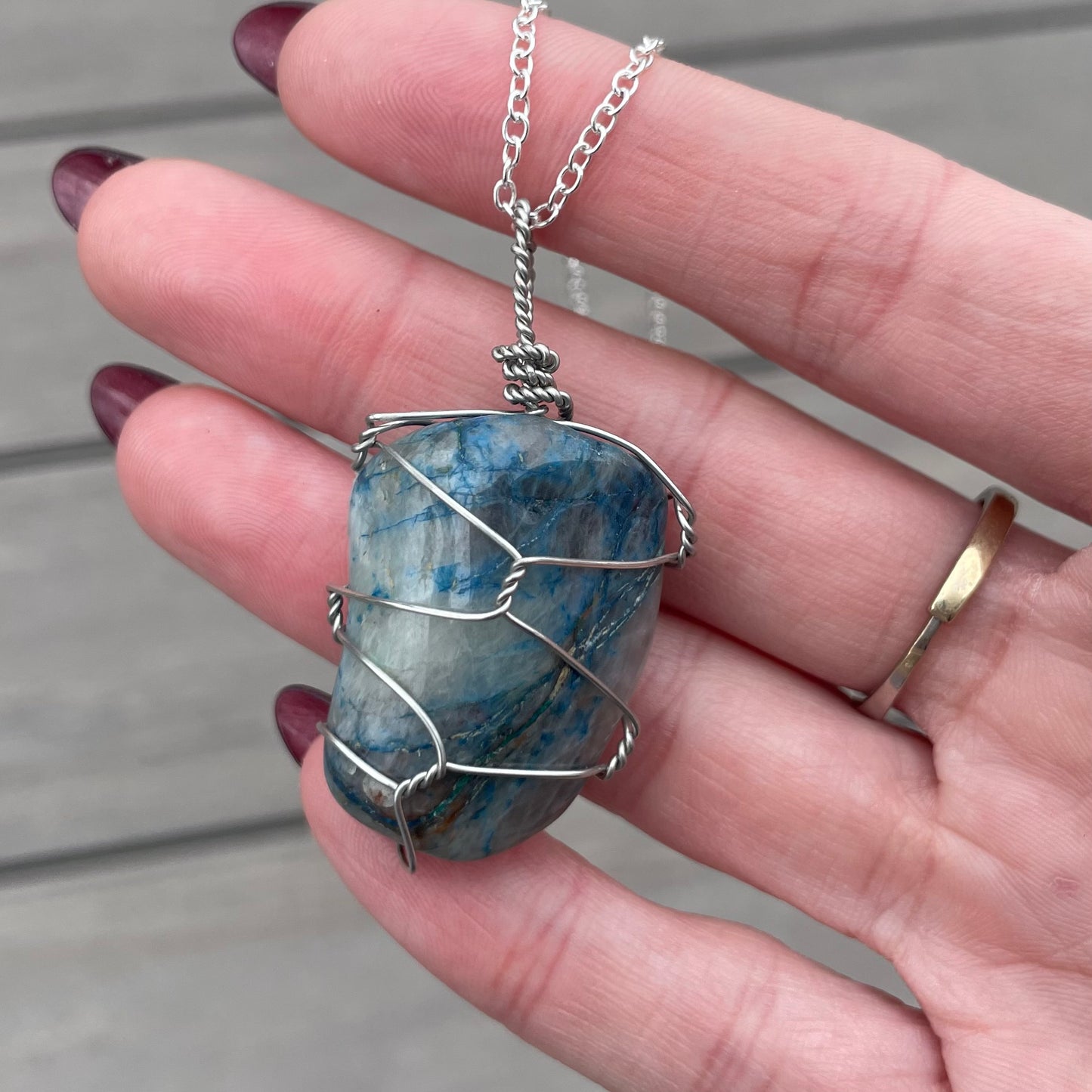 Tumbled Chrysocolla in Quartz Necklace