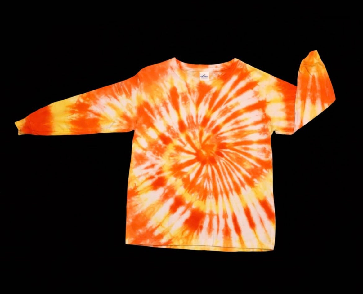 Youth S (6-8) long-sleeve tee: handmade tie-dye