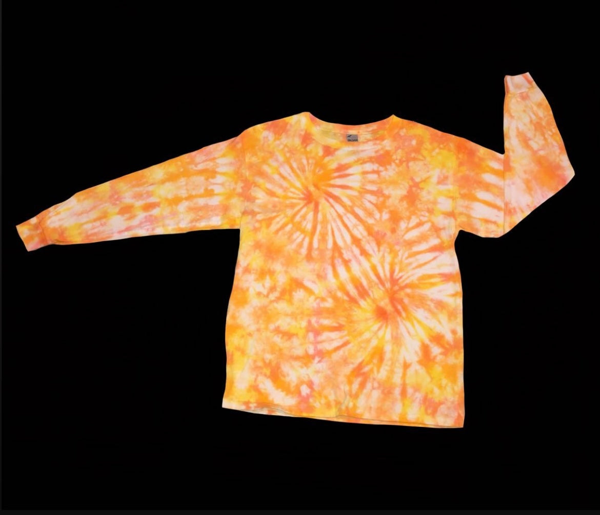 Youth XL (18-20) long-sleeve tee: handmade tie-dye