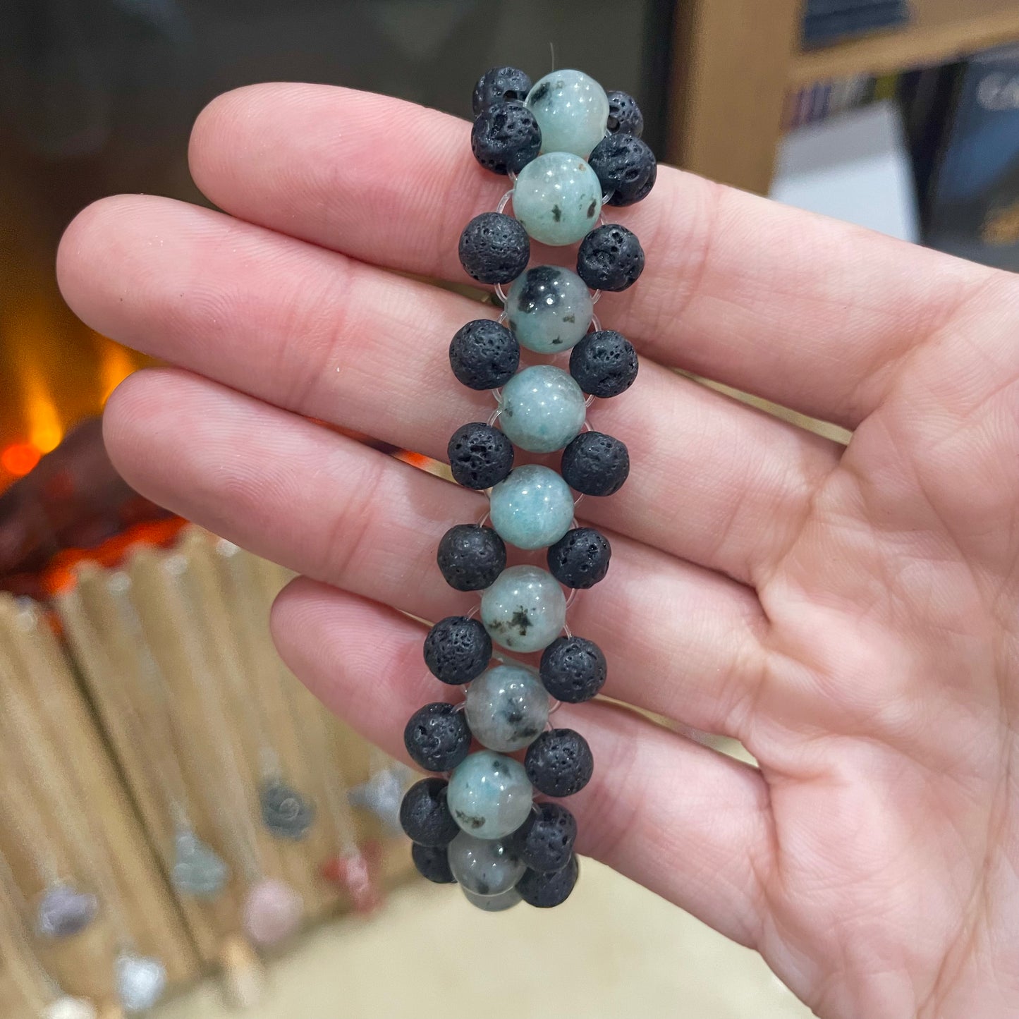 Gravity Bracelet: Kiwi Jasper & Lava Stone