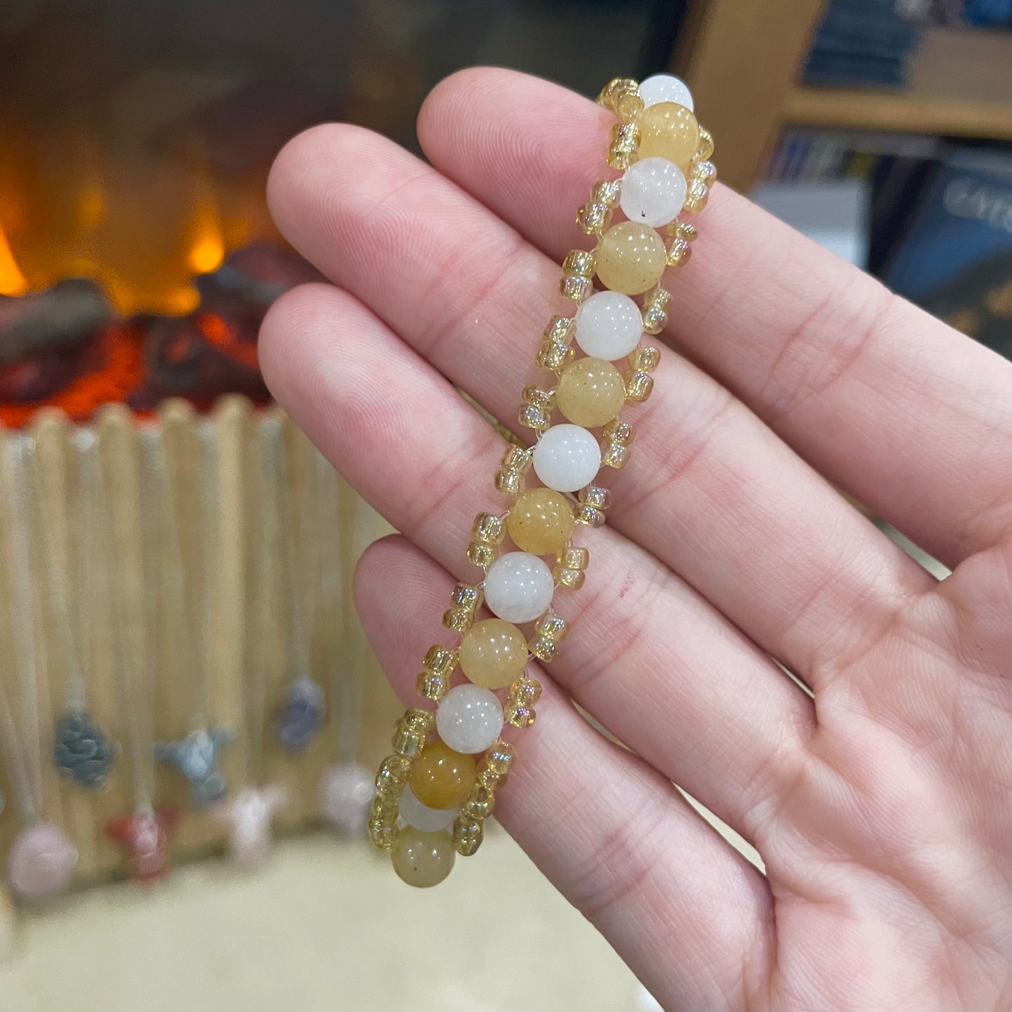 Ladder Bracelet: Honey Calcite & Clear Quartz