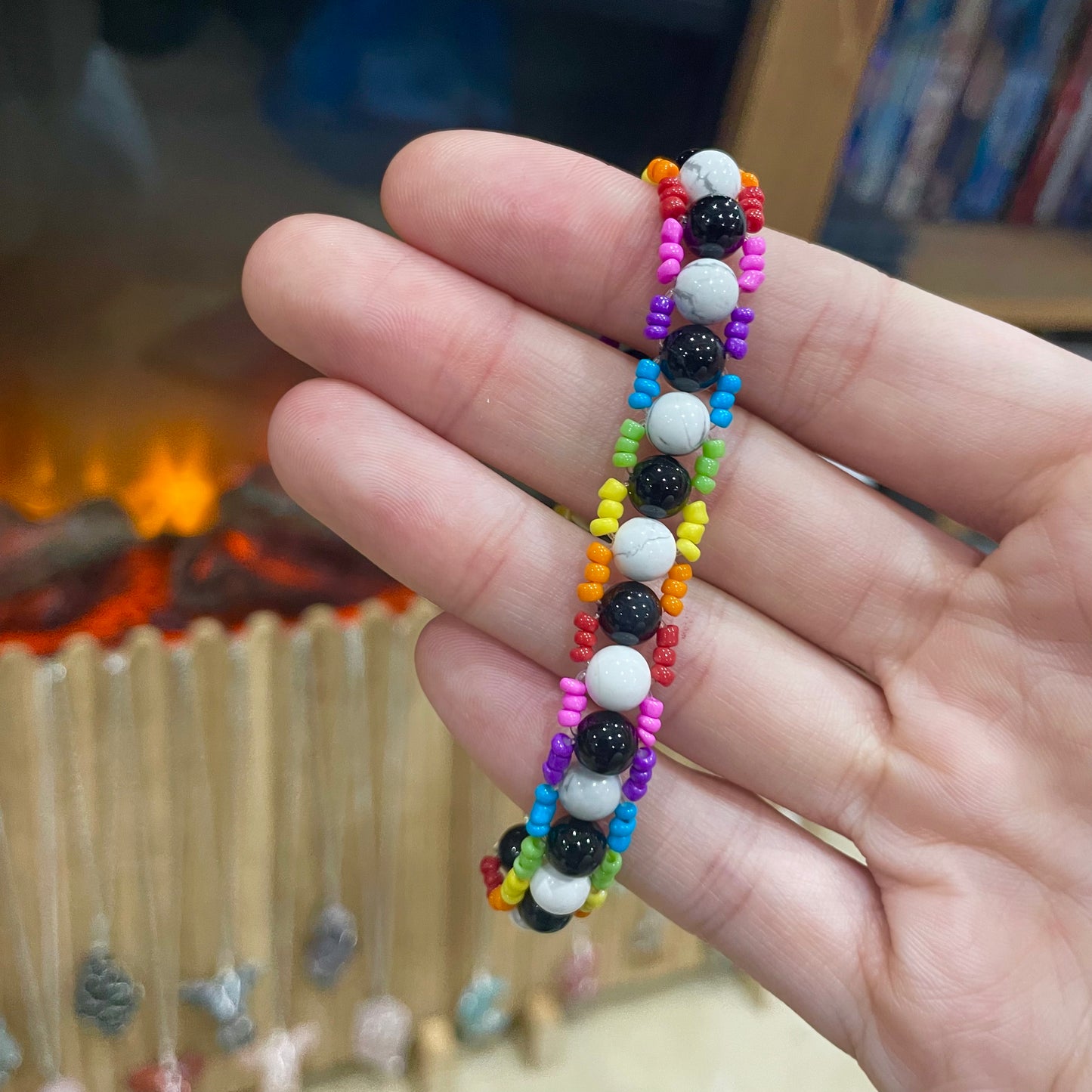 Ladder Bracelet: Obsidian & Howlite