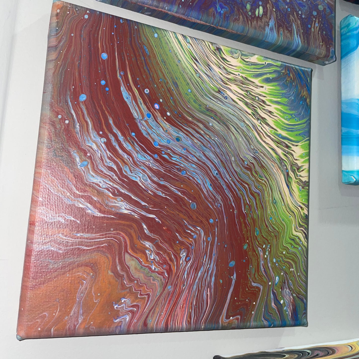 "Lava Lamp Lagoon" - 8x8 Acrylic Pour