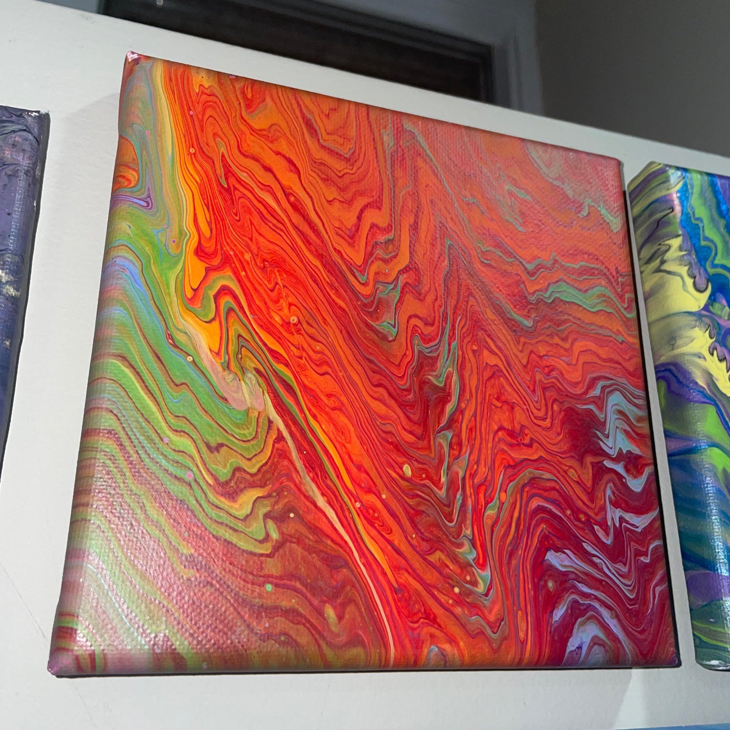 "Neon Tides" - 6x6 Acrylic Pour