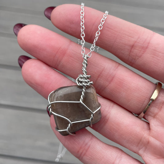 Tumbled Chocolate Moonstone Mini Necklace