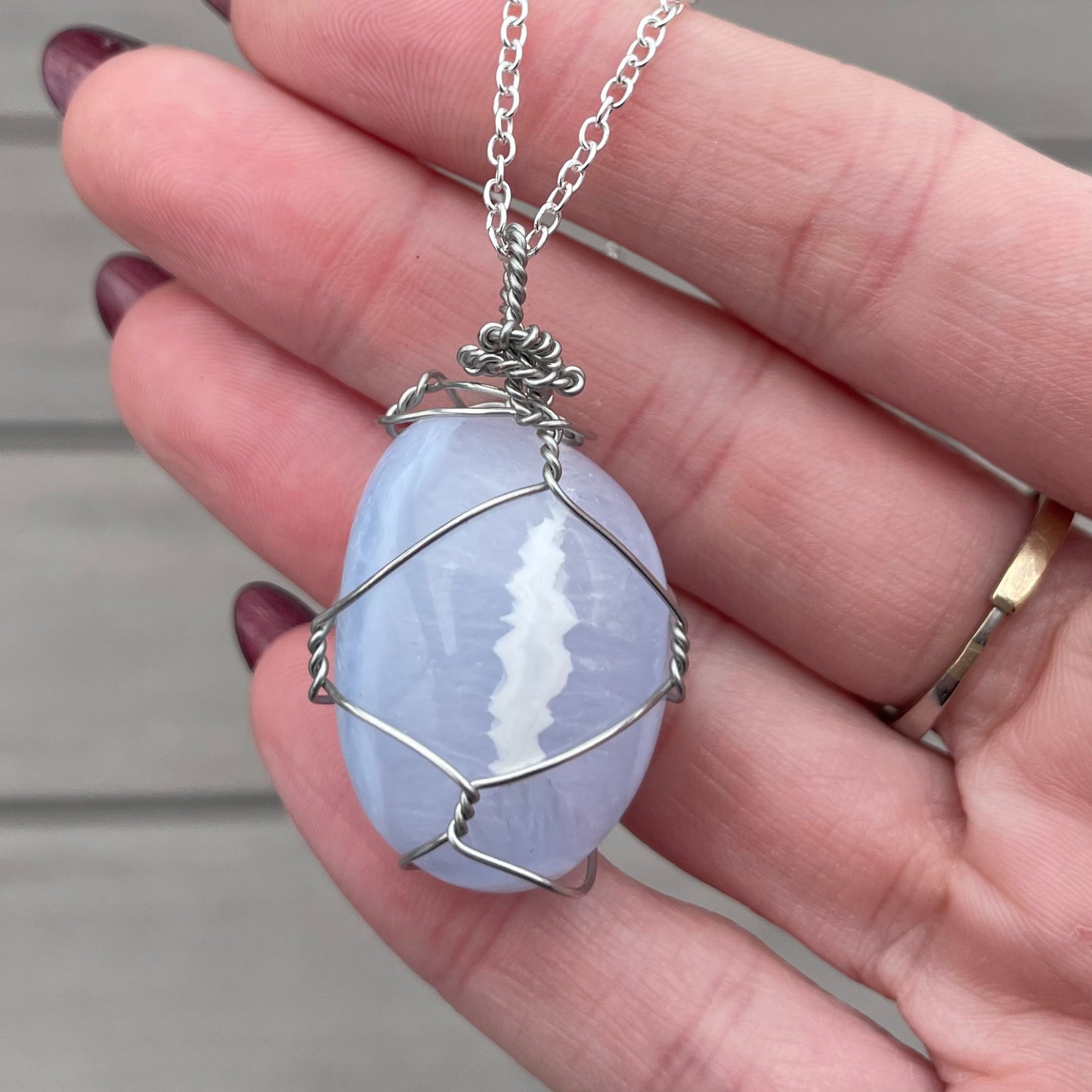 Tumbled Blue Lace Agate Necklace