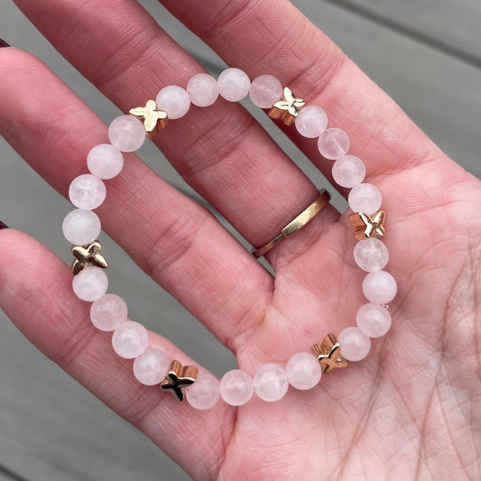 Aura Butterfly Bracelet: Rose Quartz