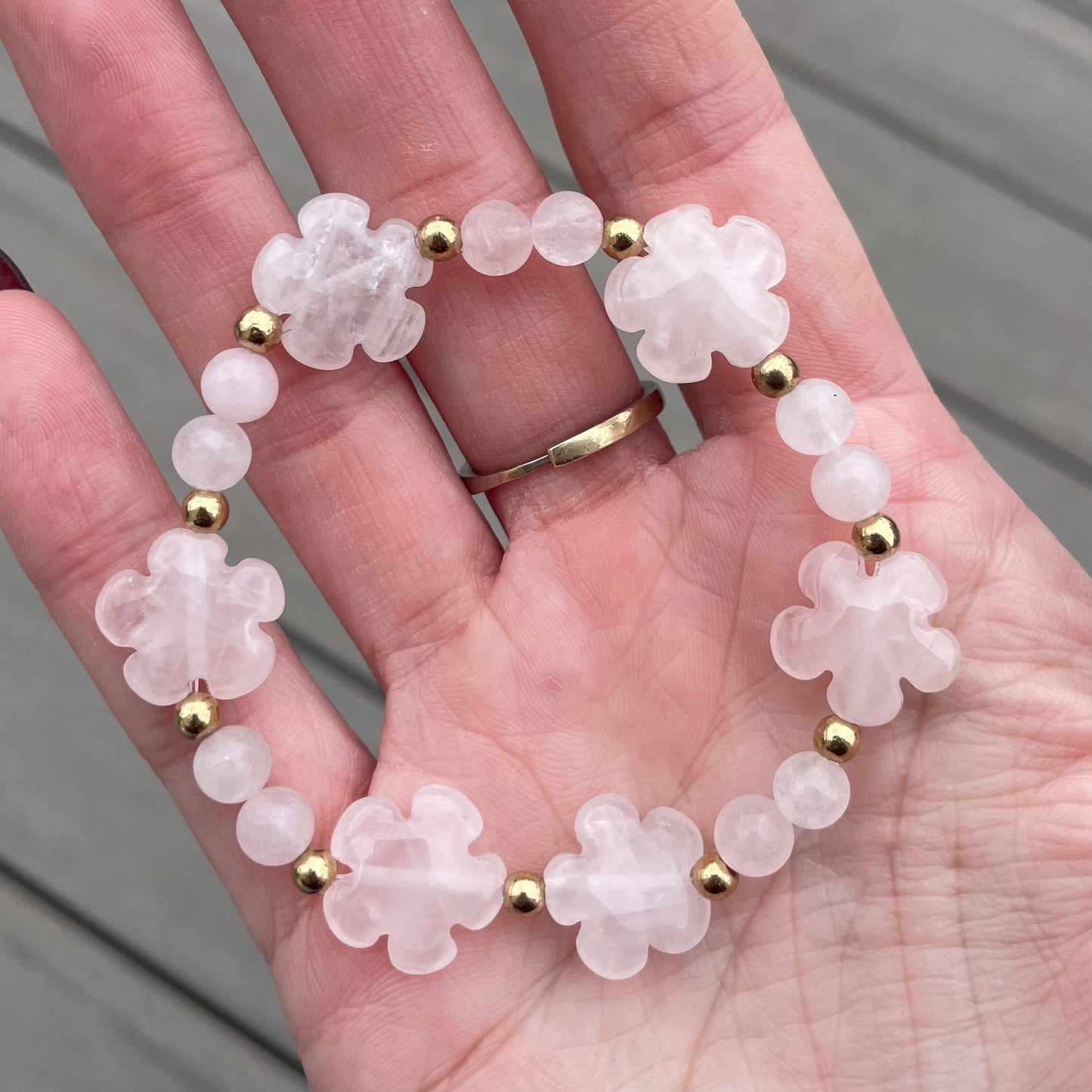 Aura Flower Bracelet: Rose Quartz