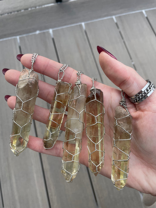 Natural Citrine Point Necklaces