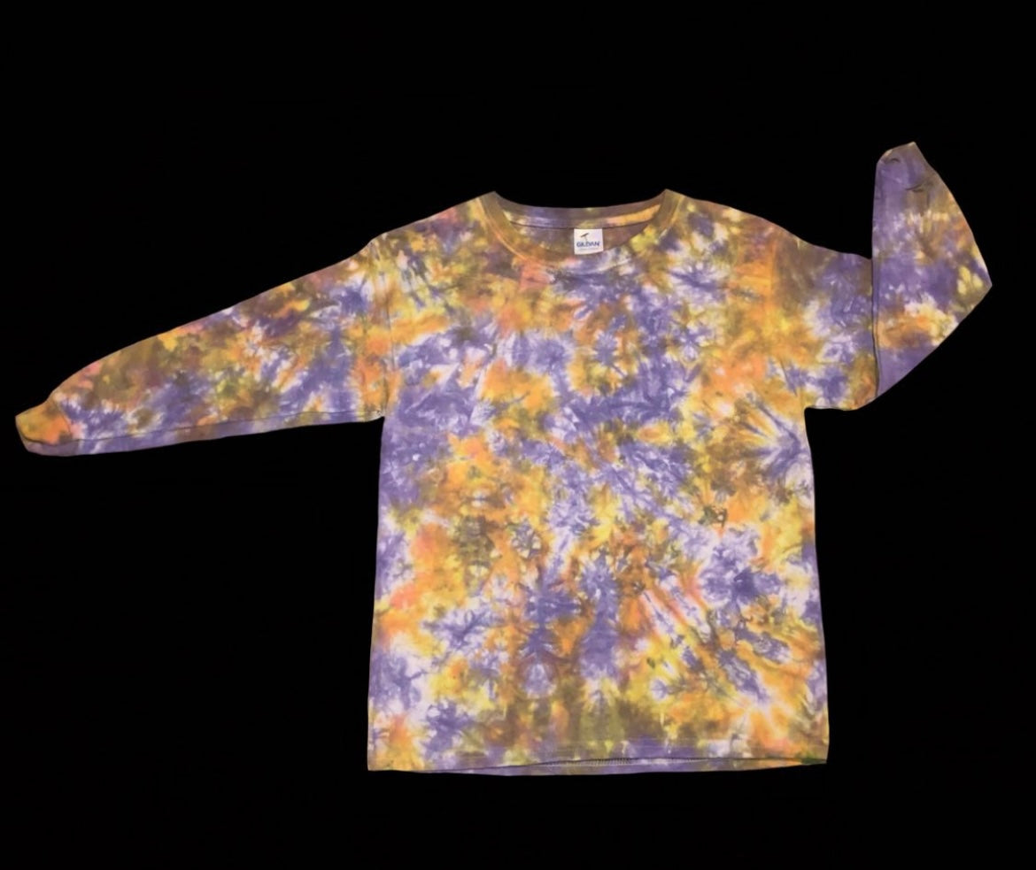 Youth S (6-8) long-sleeve tee: handmade tie-dye