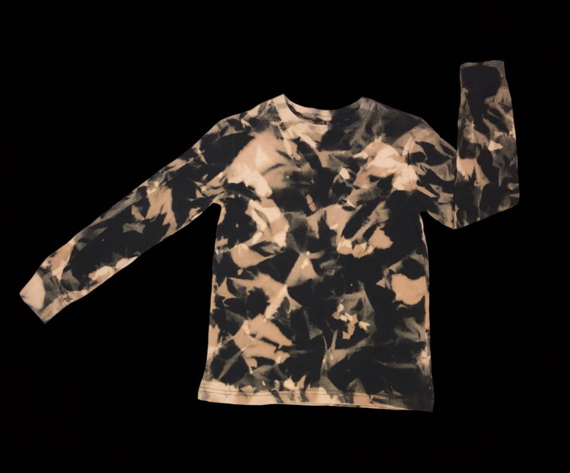 Youth M (8-10) long-sleeve tee: handmade tie-dye