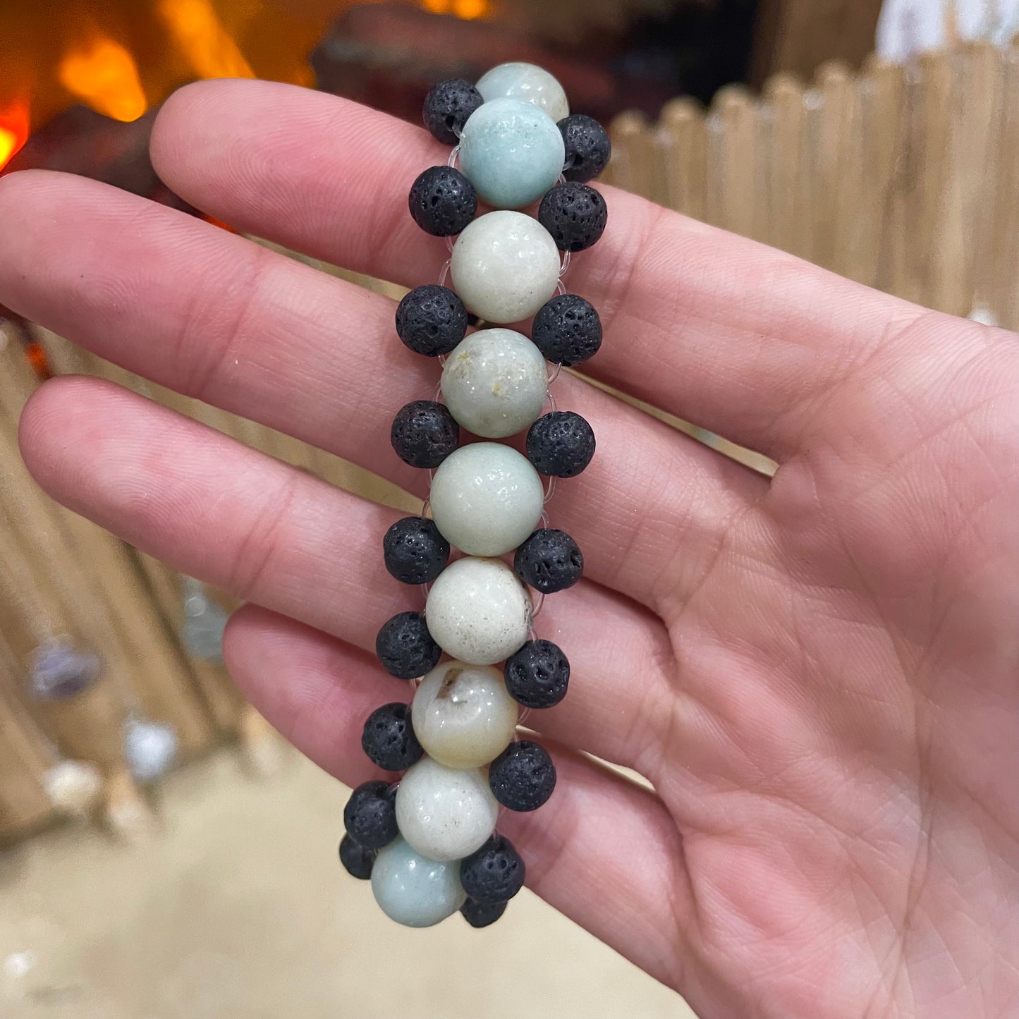 Gravity Bracelet: Caribbean Calcite & Lava Stone