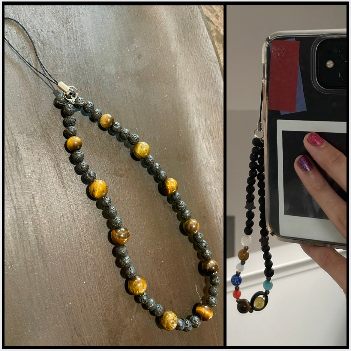 Phone Charm: Tiger's Eye & Lava Stone