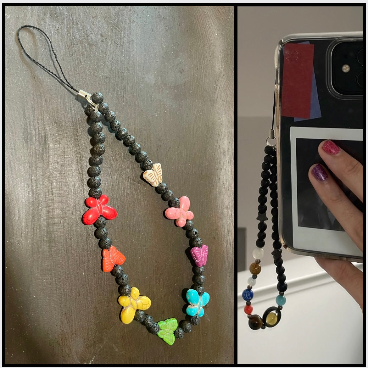 Phone Charm: Lava Stone & Butterflies