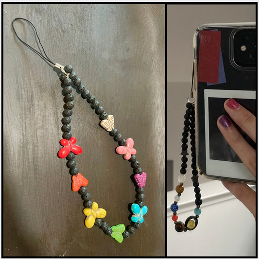 Phone Charm: Lava Stone & Butterflies
