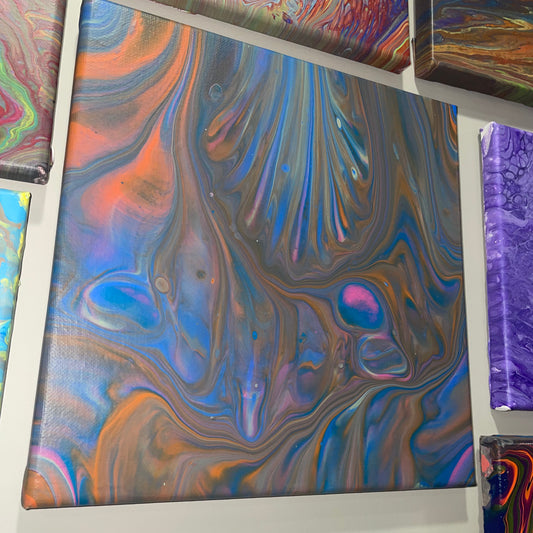 "Cosmic Bloom" - 10x10 Acrylic Pour