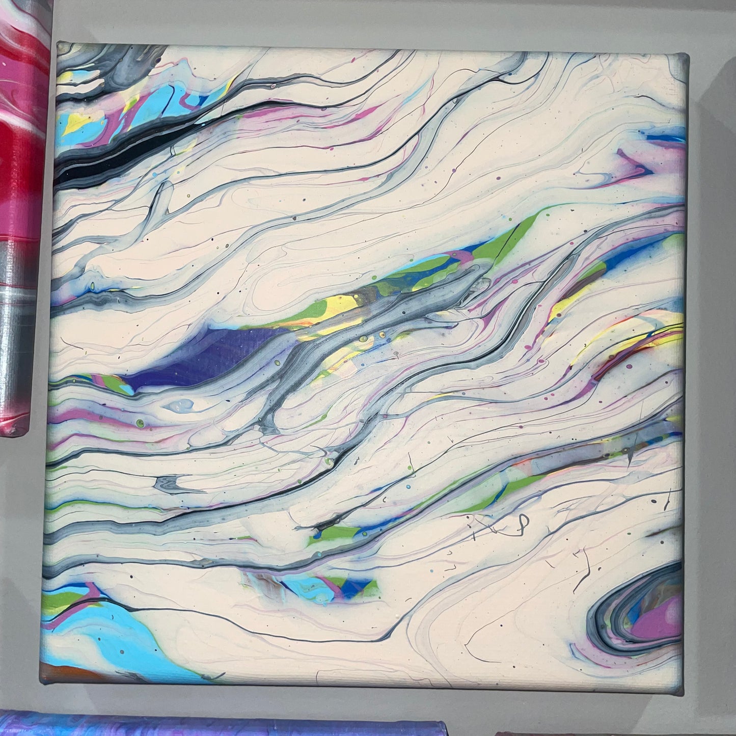 "Moonbeam" - 8x8 Acrylic Pour