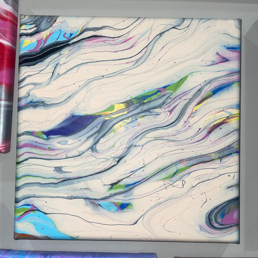 "Moonbeam" - 8x8 Acrylic Pour