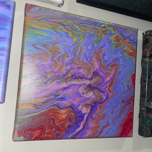 "Kaleidoscope Haze" - 8x8 Acrylic Pour