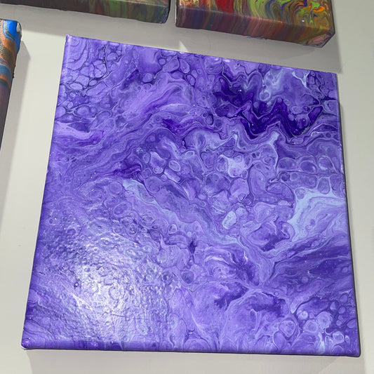 "Lavender Lullaby" - 8x8 Acrylic Pour