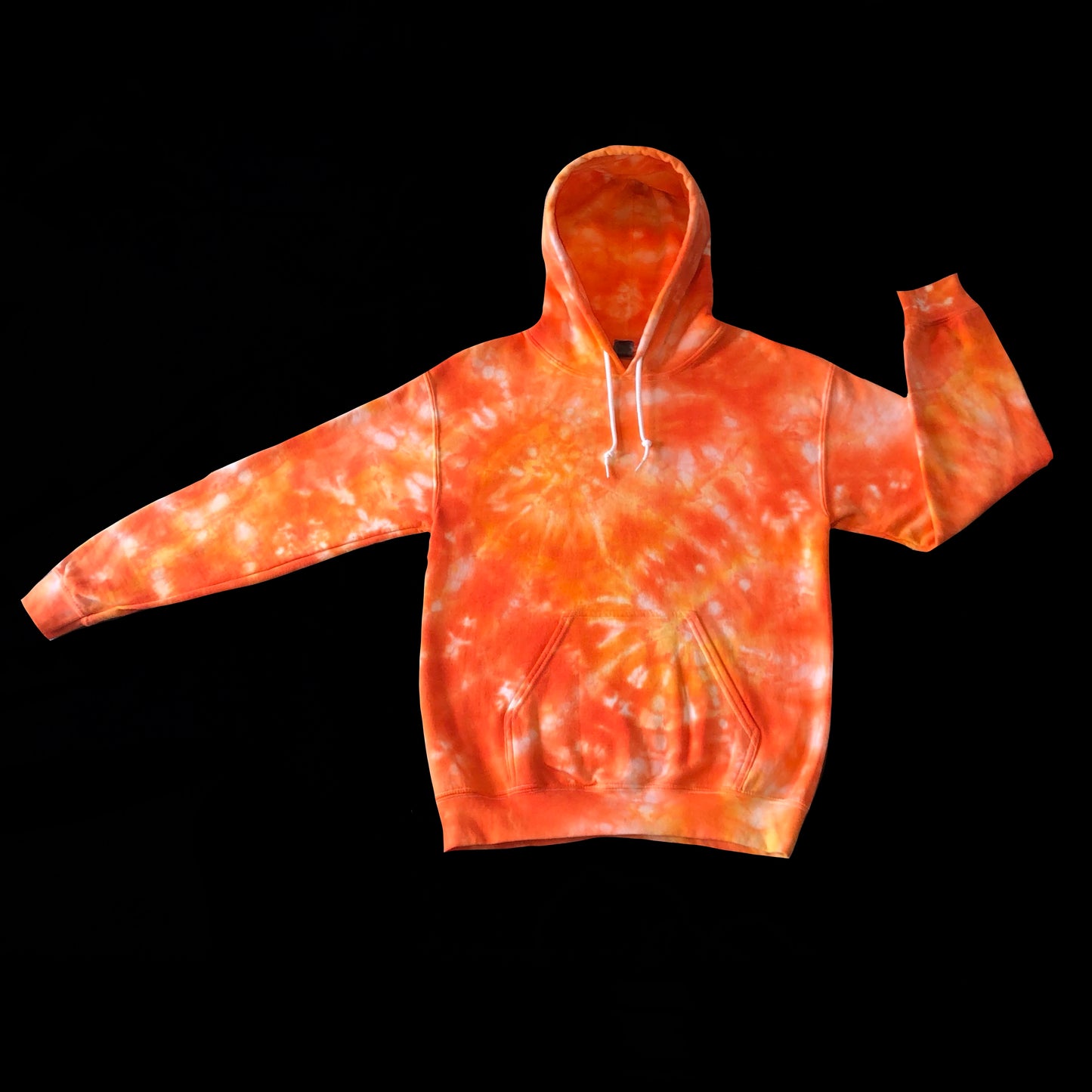 S orange hoodie: handmade tie-dye